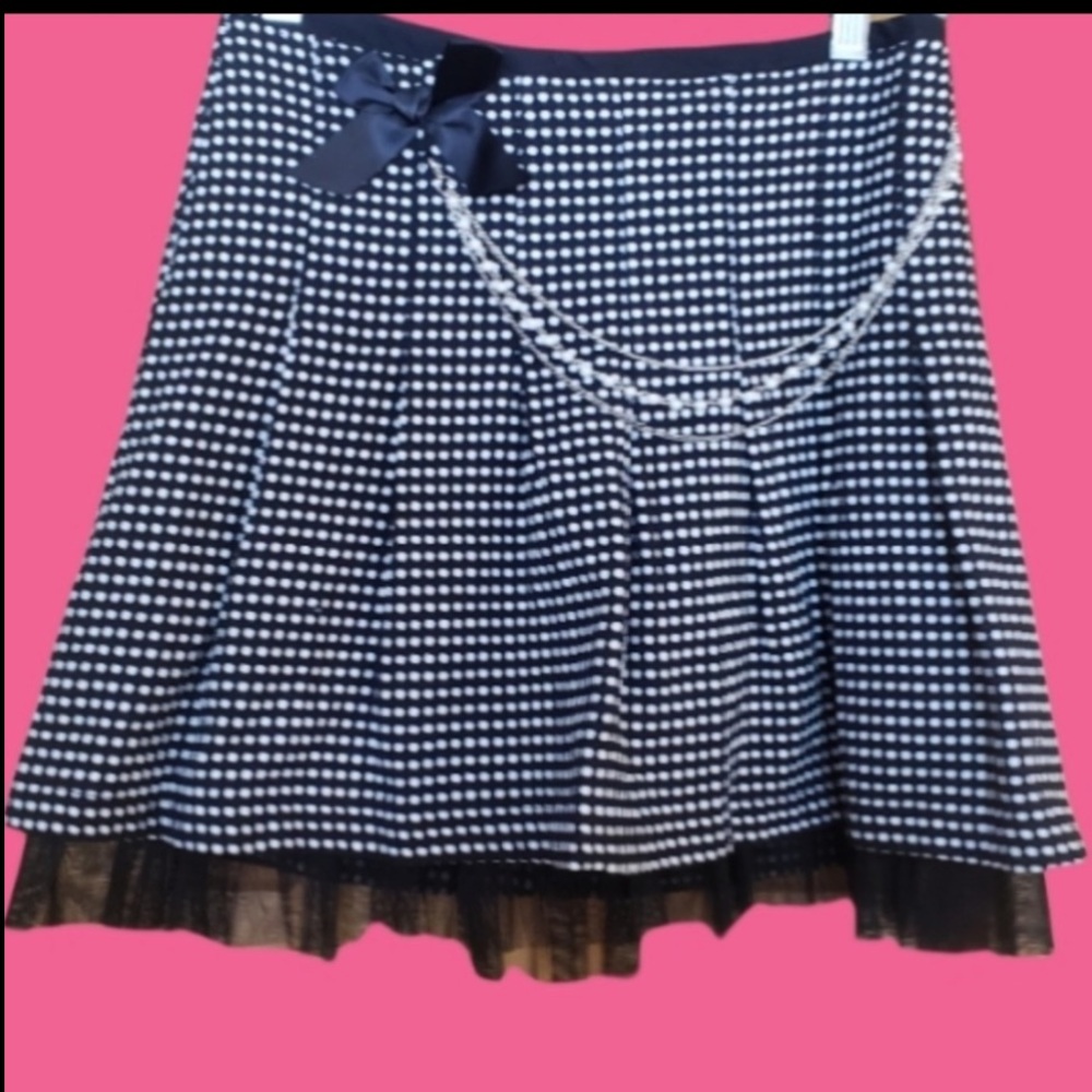 Vintage Wrapper 90’s Polka Dot Skirt bow tulle detachable pearl strand NWOT